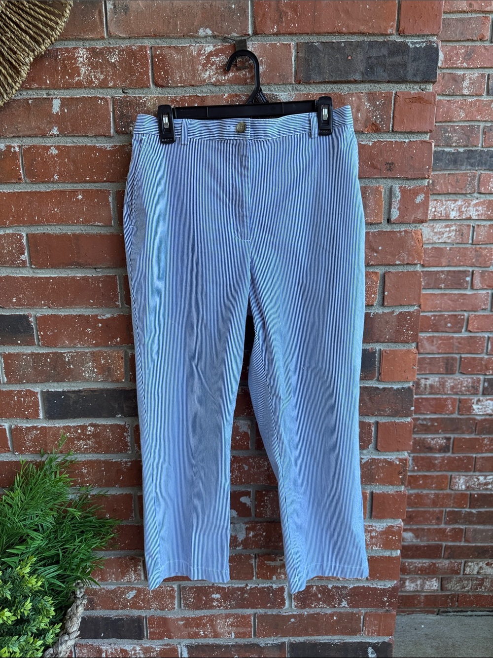 Lands' End Light Blue and White Striped Pants